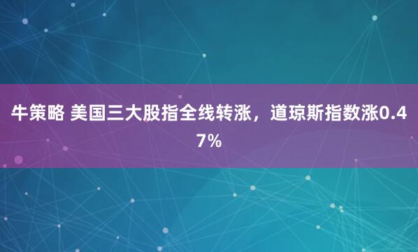 牛策略 美国三大股指全线转涨，道琼斯指数涨0.47%